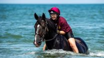 Household Cavalry on the beach in Norfolk 050719 Credit MOD