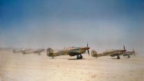 'Flying tin openers': Hurricane Mk IIDs of 6 Squadron prepare for take-off from Gabes in Tunisia, April 1943 (Picture: IWM).