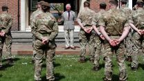 Prince Charles addresses members of the Welsh Guards at Combermere Barracks in Windsor in May 2021 (Picture: Reuters, Peter Cziborra, Pool, Alamy Stock Photo).