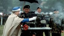 The Queen during a visit to the Army Rifle Association in 1993 (Picture: David Cooper/Alamy Stock Photo). The Queen during a visit to the Army Rifle Association in 1993 (Picture: David Cooper/Alamy Stock Photo).