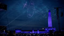Illuminated drones form a Spitfire during a spectacular display over Southsea Common at the end of national 80th anniversary D-Day event  (Picture: MOD)
