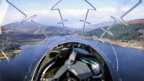 Image taken from within the cockpit of a Red Arrows aircraft, as it flew through the Highlands in Scotland (Picture: MOD)