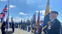 In Plymouth a flag raising ceremony took place on the Hoe, Plymouth Falklands ceremony 14062022 CREDIT BFBS.jpg