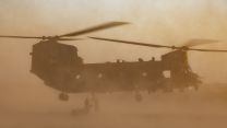 Joint Helicopter Support Squadron (JHSS) personnel underneath an RAF Chinook whilst deployed in California