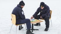 Keeping active on the ice during HMS Protector's Arctic expedition (Picture: Royal Navy).