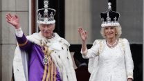 	King Charles III and Queen Camilla on the balcony of Buckingham Palace, London, following the coronation