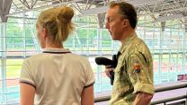 Major General James Sales and representatives of Army Sport tours the sports facilities at Loughborough University after singing a new partnership agreement which will benefit elite sporting soldiers and students alike