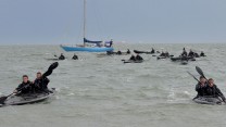 Six of the men are doing the entire challenge from start to finish and have so far skied 1664 kilometres across Norway, sailed to Cadiz in Spain and cycled from there to Normandy.