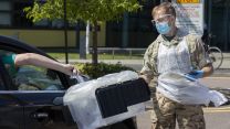 Member of 2nd Battalion Royal Anglican operating a COVID19 Coronavirus mobile testing site