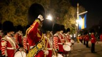 Members of the British Army during the final full rehearsal for the coronation of King Charles