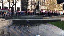 Members of the public gather for Armistice Day commemorations in Belfast.