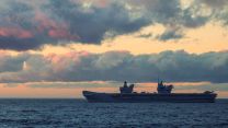 Merlins from 820 squadron and F35 lightning aircraft operated from HMS Prince of Wales 24022024 CREDIT MOD