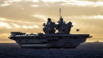 Merlins from 820 squadron and F35 lightning aircraft operated from HMS Prince of Wales 25022024 CREDIT MOD