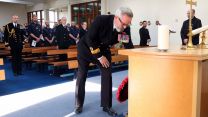 Military and civilian personnel at Clyde naval base paused to remember the fallen on Armistice Day (Picture: Royal Navy).