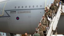 Military personnel arriving at RAF Brize Norton after leaving Afghanistan having been deployed to help the UK's evacuation from Kabul airport 