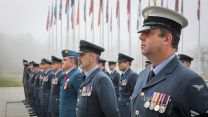 Military personnel at HQ Allied Air Command at Ramstein Air Base, Remembrance Day parade 11112021 Credit NATO.jpg