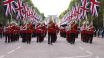 Military personnel during the Queen's coffin procession in London
