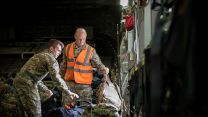 Military personnel working onboard the C-17 aircraft after landing at RAF Brize Norton, bringing troops back from Afghanistan who were deployed to help the UK's evacuation from Kabul airport (Picture: MOD).