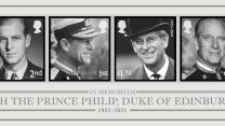 Minisheet showing the stamps being issued in memory of the Duke of Edinburgh, Prince Philip