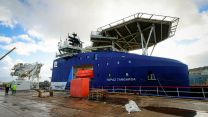 Newly acquired future Multi Role Ocean Surveillance Ship (MROS) in No.7 Dock, Cammell Laird, Birkenhead (Picture: MOD).