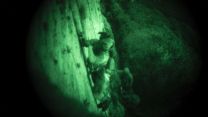Night-vision image of Royal Marines from 43 Commando Fleet Protection Group climbing the cliffs of Gibraltar on Ex Serpent Rock (Picture: Royal Navy).