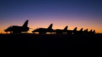 Photo by Senior Aircraftswoman Rose Buchanan depicts the Red Arrows parked up in Oakland (Picture: MOD).