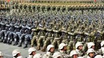 North Korean military personnel taking part in military parade