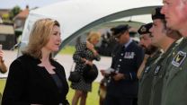 Penny Mordaunt meeting personnel during Armed Forces Day in Salisbury