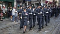 Personel on parade to mark the occasion of the RAF being conferred the Freedom of the City by His Worship the Mayor of Gibraltar