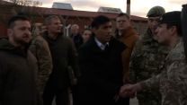 Prime Minister Rishi Sunak and President of Ukraine Volodymyr Zelensky meeting Ukrainian troops training in the uK 08022023 CREDIT POOL