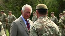 Prince Charles during his visit to the Welsh Guards at Combermere Barracks