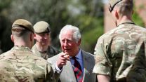 Prince Charles during his visit to the Welsh Guards at Combermere Barracks (Picture: PA Images/Alamy Stock Photo).