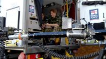 Prince Harry sitting in Royal Navy bomb disposal vehicle 311007 CREDIT MOD