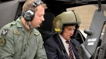 Prince Philip takes the controls in the cockpit of an Apache Attack helicopter, October 2014 (Picture: Crown Copyright).