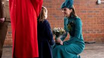 Princess of Wales meeting a young child at the Mons Barracks on St Patrick's Day 2023 (Picture: MOD).