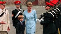 Princess Diana and Prince Harry during a 1993 visit to the Light Dragoons in Germany (Picture: PA Images/Alamy)