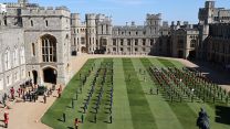 The Quadrangle in Windsor Castle as Prince Philip's coffin is transported to St George's Chapel (Picture: PA/Alamy).
