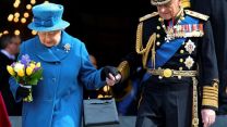 Queen Elizabeth II and Philip hold hands while leaving St Paul's Cathedral, March 2015 (Picture: MOD). Queen Elizabeth II and Philip hold hands while leaving St Paul's Cathedral, March 2015 (Picture: MOD).