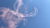 RAF Falcons, the parachute display team, perform their first event of the 2022 season at RAF Brize Norton