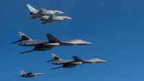 Fighter and strategic bomber aircraft took part in the training