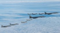 RAF Fighter Jets, Air to Air Refuelling aircraft mass air exercise with US Air Force Europe, Bomber Task Force season close 10112021 Credit RAFjpg.jpg