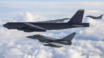 B-52 US Air Force bomber from the Bomber Task Force entering RAF Fairford (Picture: RAF).