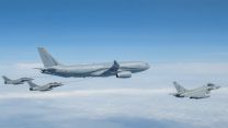 RAF Typhoons refuelling whilst deployed on Nato's Air Policing Mission