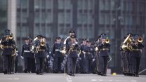 RAF contingent march across Westminster Bridge before taking part in the coronation of King Charles