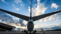 RAF new P-8A Poseidon aircraft from behind on an apron at NAS Jacksonville (Picture: MOD).