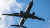 RAF new P-8A Poseidon aircraft from below in the skies over NAS Jacksonville (Picture: MOD).