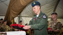 RAF personnel deployed on Ex Magic Carpet at the Air Exercise area in Oman offer respects Remembrance day 11112021 Credit RAF.jpg