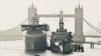 RFA Proteus in London alongside HMS Belfast