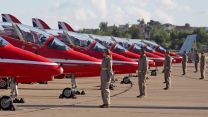 Red Arrow deployed to Tanagra Air Base looked over by engineers before deployment to training sortie 20052022 CREDIT MOD Crown Copyright.jpg