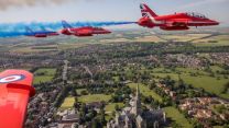 Red Arrows over Salisbury cathedral
